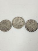 Three Empress Maria Theresia (1740-1780) coins, still in production (4cm), signs of oxidisation