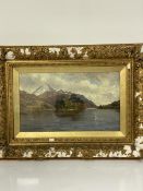 James A Aitkinson RSW., Highland Loch Scene, oil on canvas, inscribed, paper label verso, in gilt