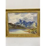 Wendy Wood, Arran, oil on canvas, signed lower left, in gilt composition frame, cracking to