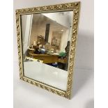 A white rectangular composition frame dressing mirror on easel stand (43cm x 34cm)