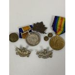 WWI General Service medal awarded to Sgt. G. Durie, Royal Scots (325025) along with two white