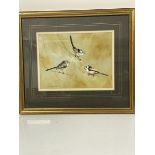 Margery Stephenson, Long Tailed Tits, watercolour, signed lower left, in gilt composition frame,