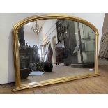 Large gilt framed over mantel mirror with arched top H85cm x W125cm