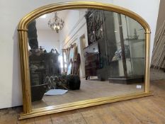 Large gilt framed over mantel mirror with arched top H85cm x W125cm