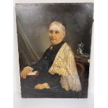 A Victorian photographic portrait of an Elderly Victorian Lady, highlighted with oil (61cm x 48cm)