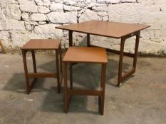 McIntosh - Vintage mid century teak nest of tables, the largest with fold over revolving top, square