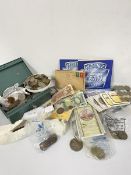 A collection of British coins including George V, George VI, Canadian, Queen Elizabeth II one