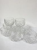 A set of eight crystal moulded and slice cut glass finger bowls (9cm x 12cm)