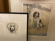 David Gee, Faithful Friends, Golden Retriever, etching, signed bottom right (13cm x 13cm) and
