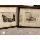 H. Toussaint, Cambridge, etching, dated 1879 (21cm x 24cm) and another by A. Brunel de Baines (2)