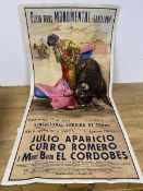A vintage Spanish Bull Fighting poster, bears stamp dated 1966 (106cm x 53cm)