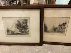 H. Toussaint, Cambridge, etching, 1879, and another by the same hand (22cm x 27cm)