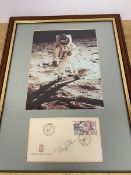 Moon Landing Interest: A photograph of Buzz Aldrin on the Moon (24cm x 18cm), and a