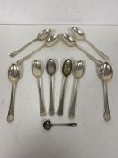 A set of six 1930 Sheffield silver coffee spoons, makers mark HA, four later Mappin & Webb Sheffield