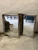 A Pair of contemporary wall hanging mirrors with bevelled plates, 81cm x 60cm