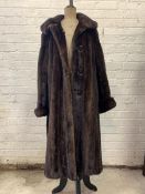 A Lady's 1950's style full length mink fur coat with deep collar, (8cm high) and turned cuffs,