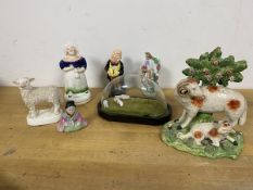 A collection of 19thc and later figures, including a Sheep with Lamb (13cm), a Dickins Royal Doulton