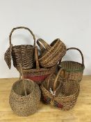 A collection of wicker baskets, all with fixed handles (largest: 44cm) (8)