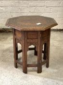 An early 20th century Anglo - Indian Hoshiapur table, the octagonal top with brass, box wood and
