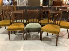 A Set of eight (6+2) Sheraton revival inlaid mahogany dining chairs, early 20th century, with