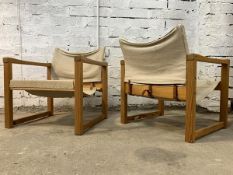 Karin Mobring for Ikea - A pair of safari chairs, circa 1970, with pine frames and slung canvas seat