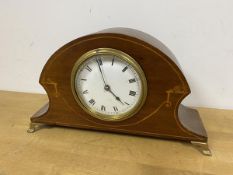 An Edwardian mantel clock, the circular dial with roman numerals, movement inscribed France, on