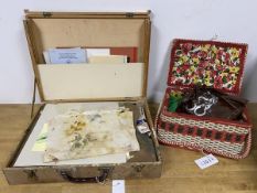 A painter's box including a quantity of painting and art supplies (11cm x 43cm x 33cm) and a