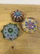 A group of three paperweights with millefiore design (largest: 6cm) (3)