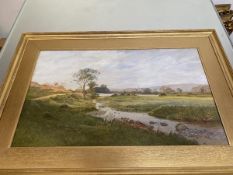 Cyril Ward, Rural Landscape with path by a River, watercolour, signed and dated 1892 bottom left (