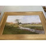 Cyril Ward, Rural Landscape with path by a River, watercolour, signed and dated 1892 bottom left (