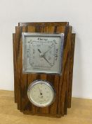 A 1930s/40s oak wall barometer in Art Deco style, the thermometer inscribed Rototherm, British