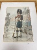 Frank F. Brichta, Scottish Soldiers, watercolour, signed and dated '89 bottom right (25cm x 17cm)