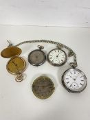 A group of pocket watches including an Edwardian Waltham open faced pocket watch with Birmingham