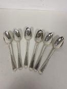 A set of six 1892 London silver coffee spoons with spiral necks, makers mark GMJ. (combined: 67g)