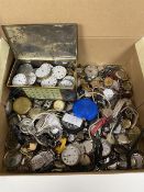 A large collection of watches including pocket watches, wristwatches, stopwatches, various designs