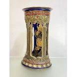 A striking Doulton pottery stick or umbrella stand, c. 1900, in the Art Nouveau taste, modelled as