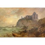 Pollok Sinclair Nisbet (Scottish, 1848-1922), Tantallon Castle after a Storm, oil on canvas laid