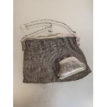 A large George V silver mesh evening purse, S. Blanckensee Ltd, Birmingham 1914, kid-lined; together