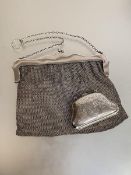 A large George V silver mesh evening purse, S. Blanckensee Ltd, Birmingham 1914, kid-lined; together
