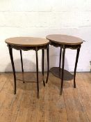 A pair of rosewood and walnut occasional tables in the French taste, early 20th century, each