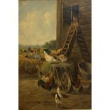 Dutch School, late 19th century, Hens by a Coop, signed "...Spoel..." lower left, oil on canvas,