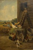 Dutch School, late 19th century, Hens by a Coop, signed "...Spoel..." lower left, oil on canvas,