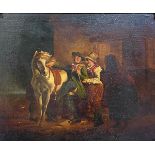 19th Century School, Tam O'Shanter being helped on to Meg Maggie, unsigned, oil on panel, in a