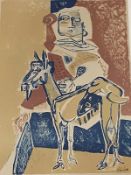 •Robert Colquhoun (Scottish, 1914-1962), Woman on Goat, colour lithograph on paper. Image 39cm by