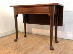 A George III mahogany side table, late 18th century, the rectangular top with drop leaf, single