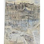 •Richard Demarco O.B.E., R.S.W. (Scottish, b. 1930), "Edinburgh from the Garden of the Keeper of the