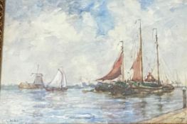 Emily Murray Paterson R.S.W. (Scottish, 1855-1934), Dutch Fishing Smacks, signed lower left,