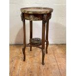 A marquetry and walnut bouillotte table in the Transitional style, early 20th century, the