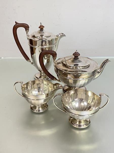 A George V four piece silver tea and coffee service, Fenton Russell & Co., Birmingham 1929, each