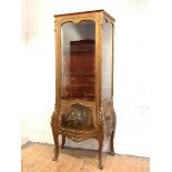 A French Vernis Martin display cabinet, early 20th century, the moulded top above a glazed door with